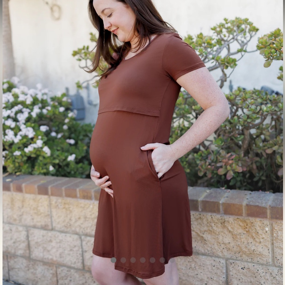 Eleanora Bamboo Maternity & Nursing Dress Burgundy